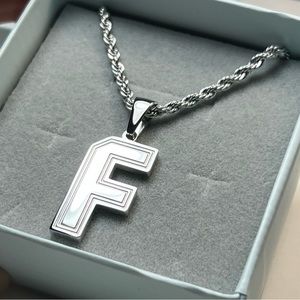NEW F Initial Silver Rope Chain Necklace